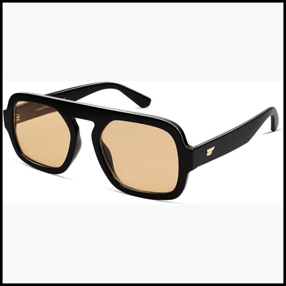 Retro Square Aviator Sunglasses with Metal Stud Details, UV400 Protection main image 7